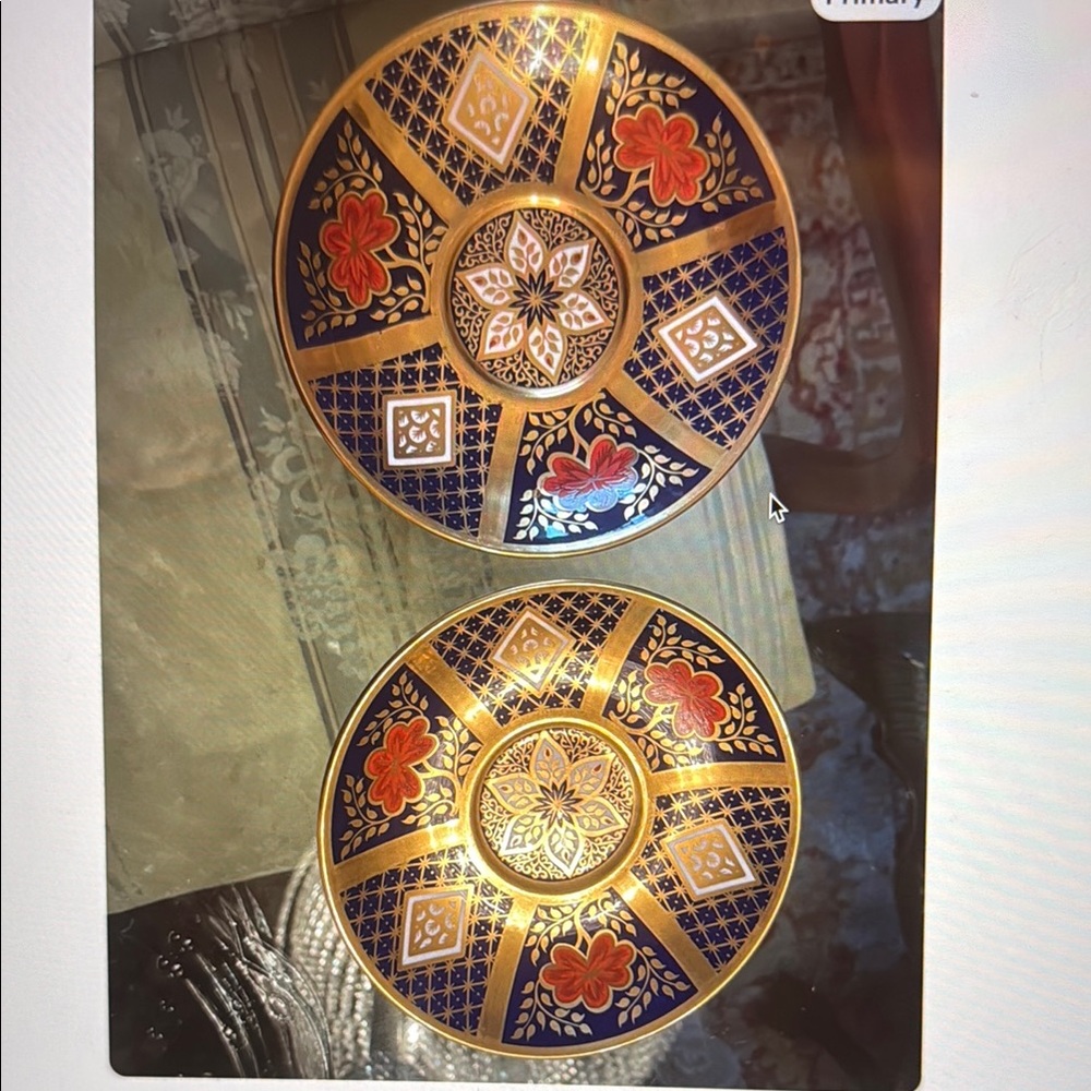 Caverswall Gold and Blue Romany Pattern set of two Trays 22K gold